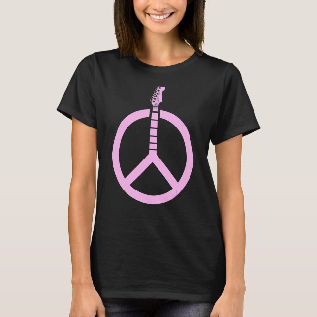 Symbol för Fredsteckenet Guitar Shaped T Shirt (Framsida)