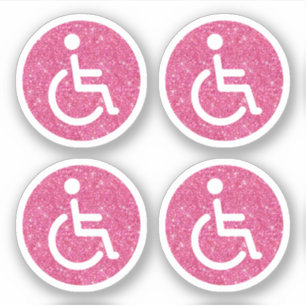 Symbol för funktionshindrade rosa glitter klistermärken