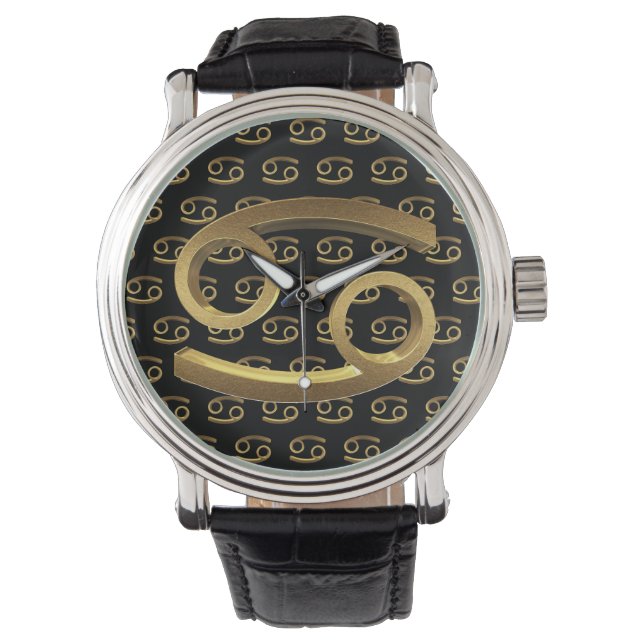 Symbol för Guld-Eleganten för astrologi Zodiac-tec Armbandsur (Framsida)