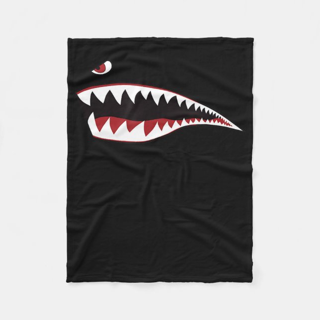 Symbol för haj Mouth Art - Gift för Shark Älskare Fleecefilt (Framsidan)
