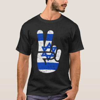 Symbol för Israel Flagga Big Fredstecken V Finger T Shirt