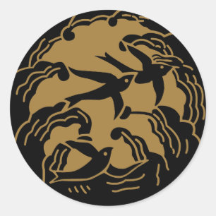 Symbol för japansk Family Crest KAMON Runt Klistermärke