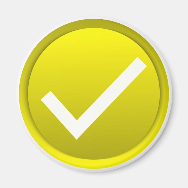 Symbol för kontrollmarkering i guld magnet (Framsidan)