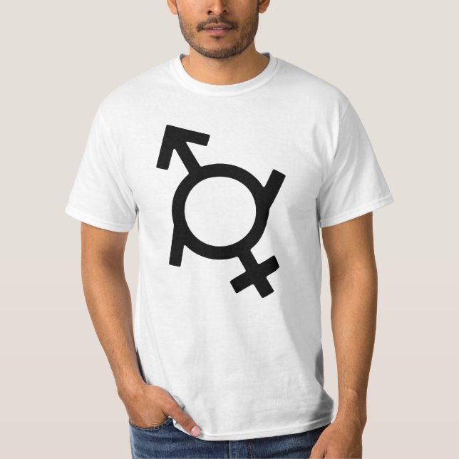 Symbol för kvinnlig könsstympning och manlig Gende T Shirt (Framsida)