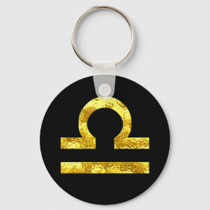 Symbol för Libra Zodiac Sign Black Guld Nyckelring