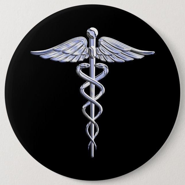 Symbol för lik Caduceus för silver medicinskt på Knapp (Framsida)