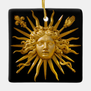 Symbol för Louis XIV Sol Kung Julgransprydnad Keramik