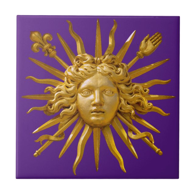 Symbol för Louis XIV Sol Kung Kakelplatta (Framsidan)