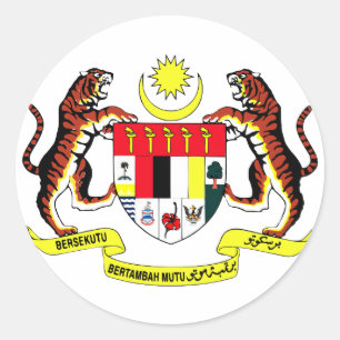 Symbol för Malaysia officiellt vapensköldheraldi Runt Klistermärke