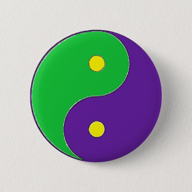 SYMBOL FÖR MARDI GRAS YIN YANG KNAPP (Framsida)