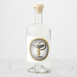 Symbol för medicinormen metall guld och silver. spritflaskor etikett