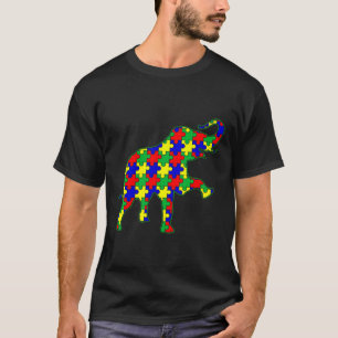 Symbol för medvetenhet om autism Färg Funny Elepha T Shirt