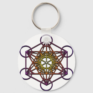 Symbol för Metatrons kub (gultens lila-övertoning) Nyckelring