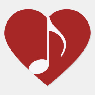 symbol för musikanteckningsgrafik hjärtformat klistermärke