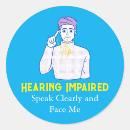 Symbol för nedsatt hörsel runt klistermärke