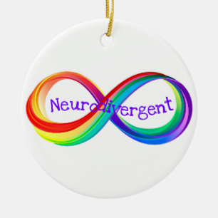 Symbol för neurodivergerande regnbåge julgransprydnad keramik