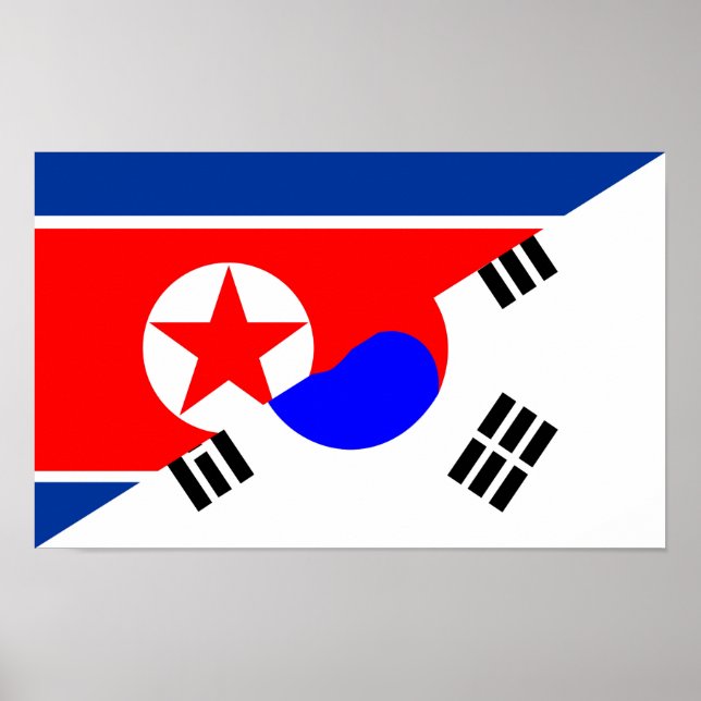 Symbol för Nordkorea-halva flagga land Poster (Framsidan)
