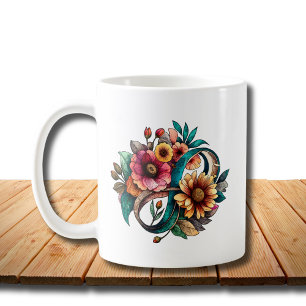 Symbol för oändlighet för färgad Blommigt för auti Kaffemugg