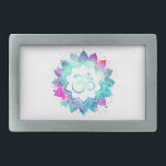 Symbol för OM AUM för lotusblomma för<br><div class="desc">* För symbollotusblomma för OM AUM en Mandala för vattenfärg på en vitbakgrundsrektangel formar bältet spänner fast. Mandalafärgerna är turkos, lila deppigheter och pinks* Här för dig är en slående härlig ny lutad ned slå design för ålder metaphysically spiritually troligen som inspirerar meditation- och lugnbegrundande. Den kan göra en perfekt...</div>