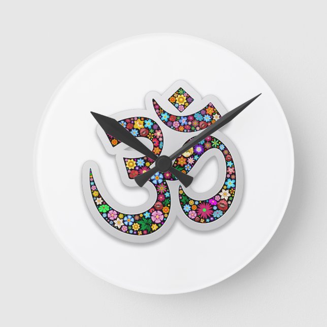 Symbol för Om-ohmAum Namaste Yoga Rund Klocka (Framsida)