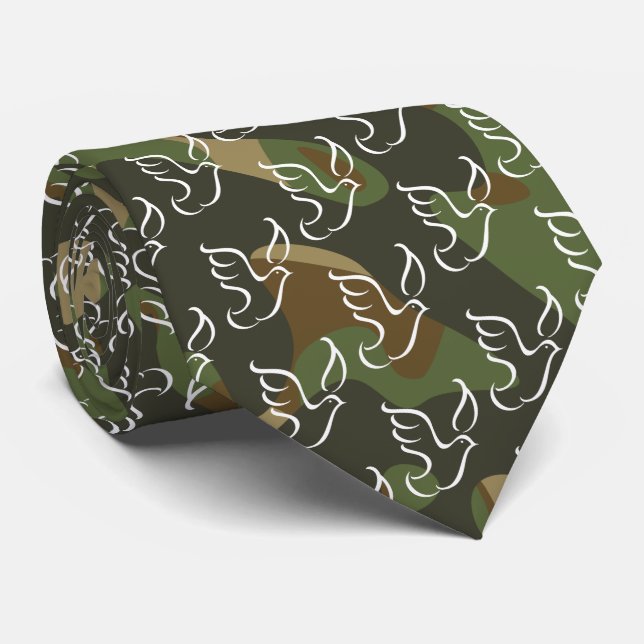 Symbol för PEACE DOVE - Grönt Camouflage Slips (Rullad)