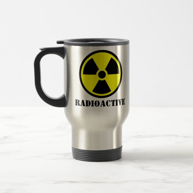 Symbol för radioaktivitet i trifoil resemugg (Vänster)