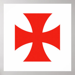 symbol för religion för malta templar riddareRö Poster