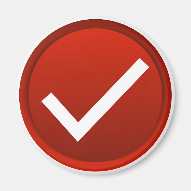 Symbol för röd bockmarkering magnet (Framsidan)