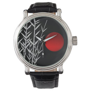 Symbol för röd zen Rund röd sol Armbandsur