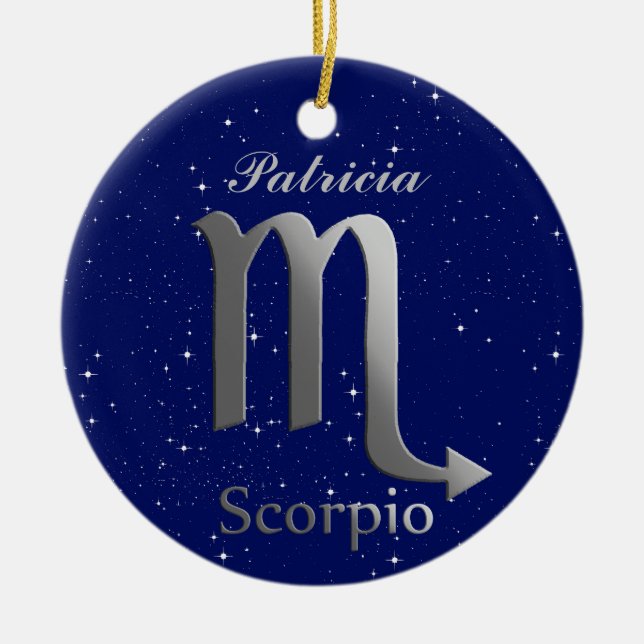 Symbol för Scorpio Sol med Namn Julgransprydnad Keramik (Framsidan)