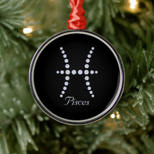 Symbol för Sparkly Diamond Pisces Julgransprydnad Metall