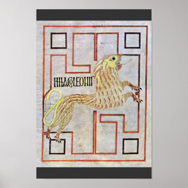 Symbol för St. Mark (Lejon) by Meister des Evangel Poster (Framsidan)