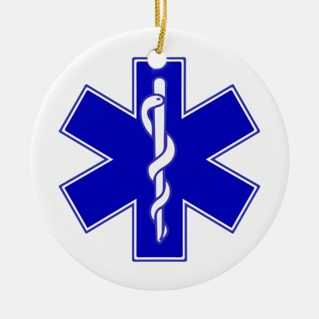 Symbol för Star of Life - personlig text Julgransprydnad Keramik (Framsidan)