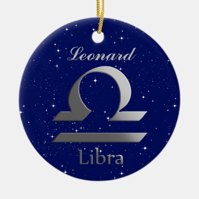 Symbol för symbolen Libra Sol med Namn Julgransprydnad Keramik (Framsidan)