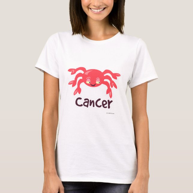 Symbol för Tecknaden Cancer Cute Crab astrology Tee Shirt (Framsida)