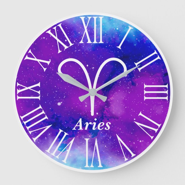 Symbol för trendig Zodiac Nebula Aries Stor Klocka (Framsida)