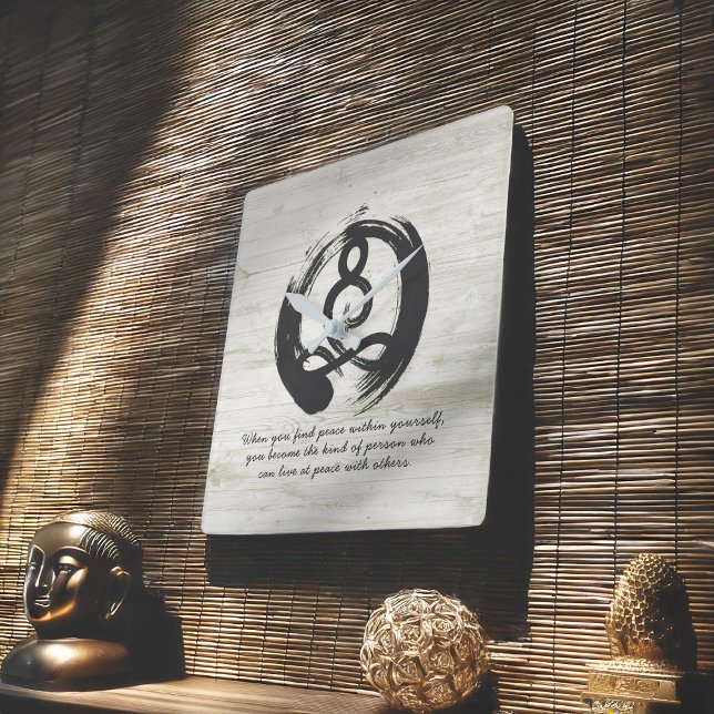 Symbol för Yoga Instructor Meditation Pose Zen-sym Fyrkantig Klocka (Skapare uppladdad)