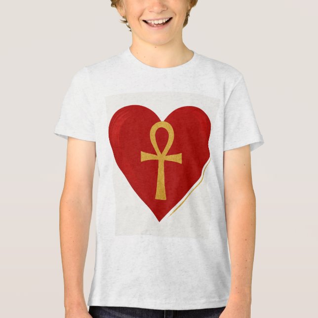 Symbol för yttre Kärlek, hjärta och ankh - design  T Shirt (Framsida)