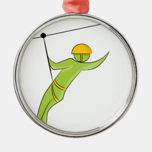 Symbol för Zipline ryttarestick figur Julgransprydnad Metall