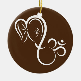 Symbol Ganesha Meditation Andlig Calligraphy Julgransprydnad Keramik