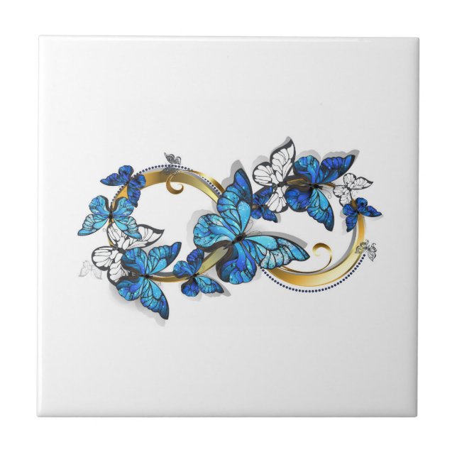 Symbol Infinity of Blue Morpho Butterflies Kakelplatta (Framsidan)
