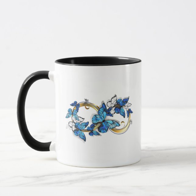 Symbol Infinity of Blue Morpho Butterflies Mugg (Vänster)