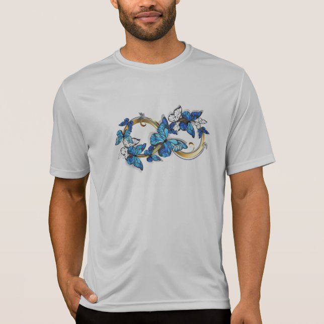 Symbol Infinity of Blue Morpho Butterflies T Shirt (Framsida)