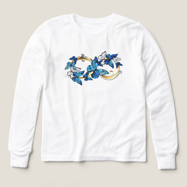 Symbol Infinity of Blue Morpho Butterflies T Shirt (Design framsida)