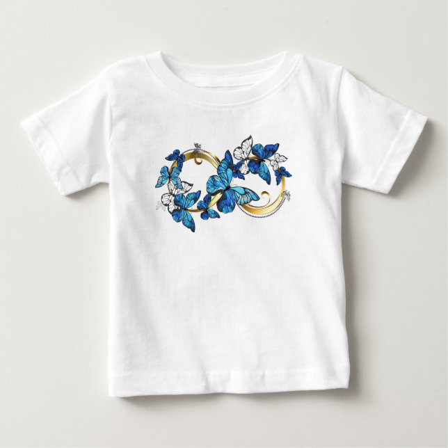 Symbol Infinity of Blue Morpho Butterflies T Shirt (Framsida)