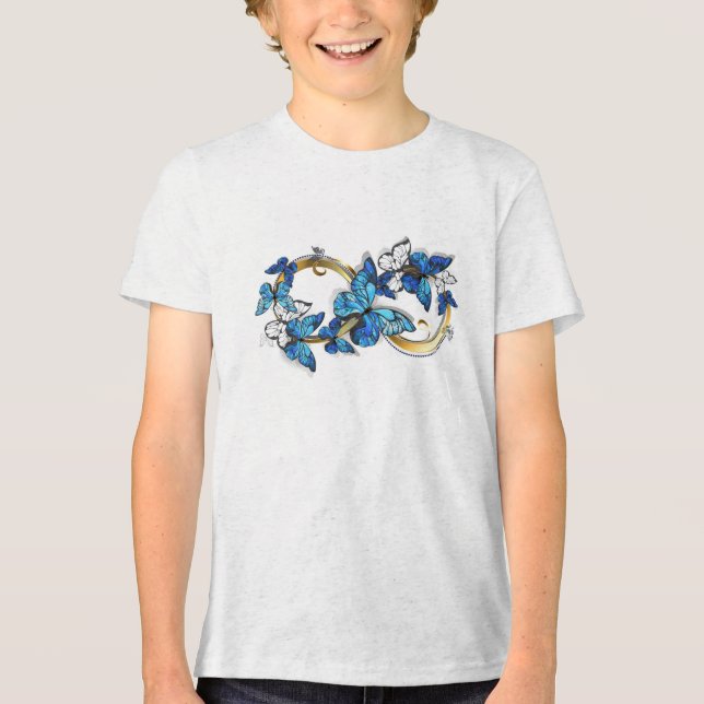 Symbol Infinity of Blue Morpho Butterflies T Shirt (Framsida)