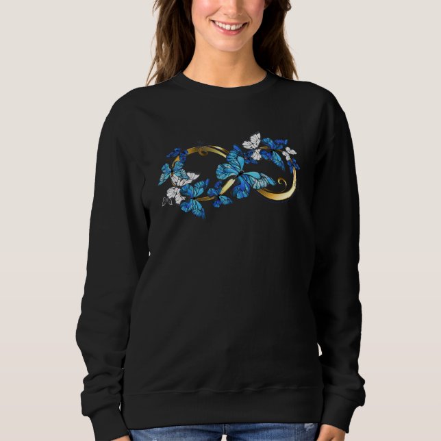 Symbol Infinity of Blue Morpho Butterflies T Shirt (Framsida)
