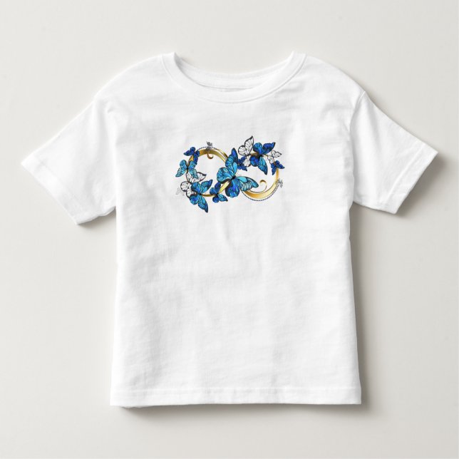 Symbol Infinity of Blue Morpho Butterflies T Shirt (Framsida)