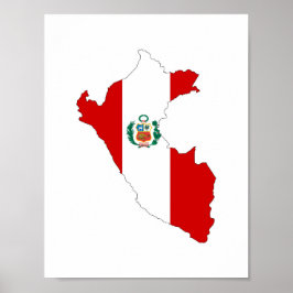 symbol karta för Peru land flagga-formen Poster