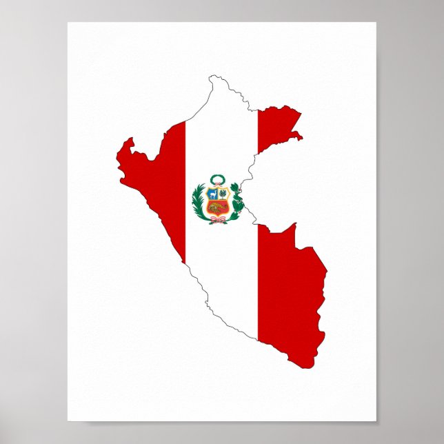 symbol karta för Peru land flagga-formen Poster (Framsidan)